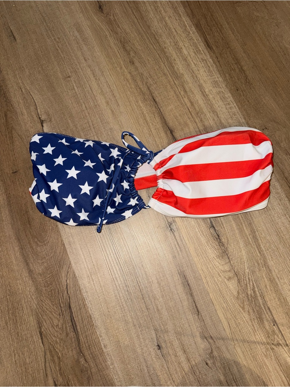 SHEIN Stars & Stripes Bandeau Bikini Top - Blue, White, Red